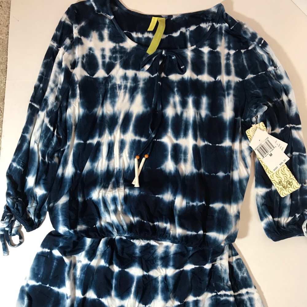 BRAND NEW Green Dragon Pop Over Mini Tie Dye Dress M - Picture 1 of 11